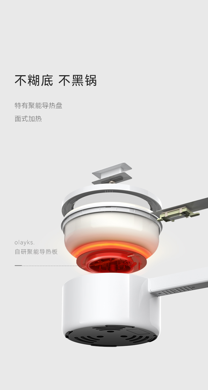 Olayks电煮锅2L 【专属煮饭功能】带蒸笼