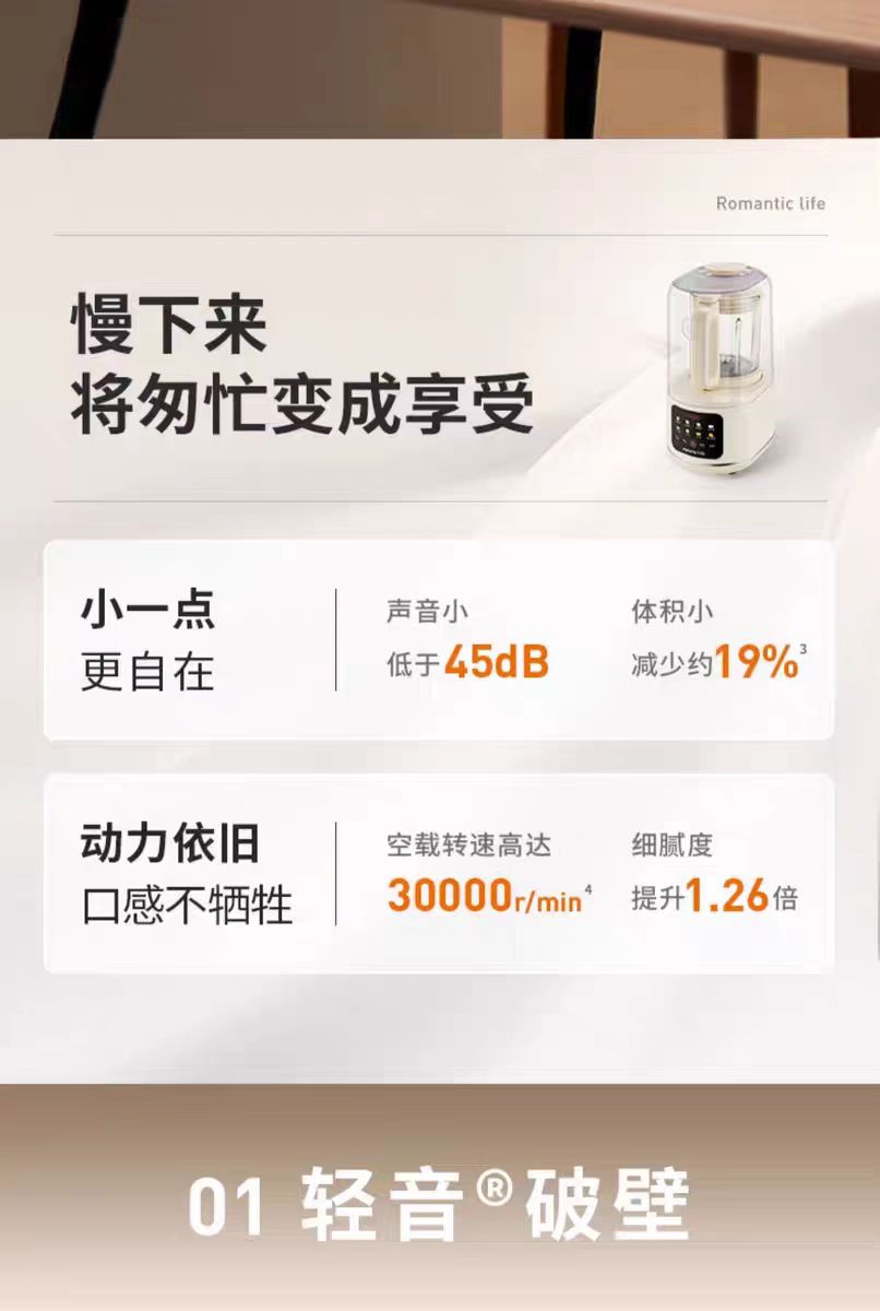 国货九阳静音轻音破壁机 1.2L 型号L12-P726