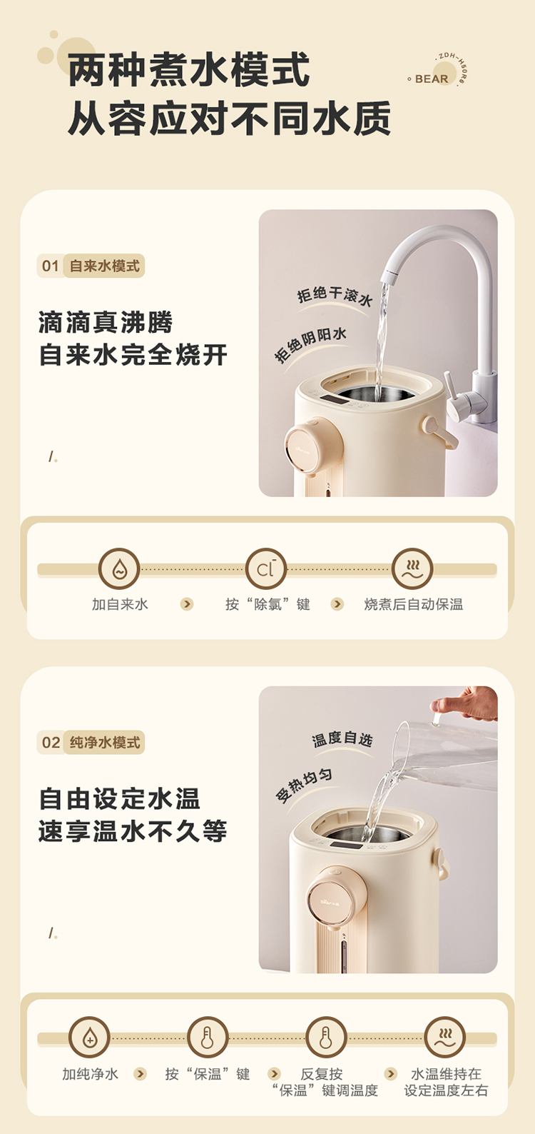 国货小熊智能恒温电烧水壶直饮机饮水机 5L 型号:ZDH-H50R6