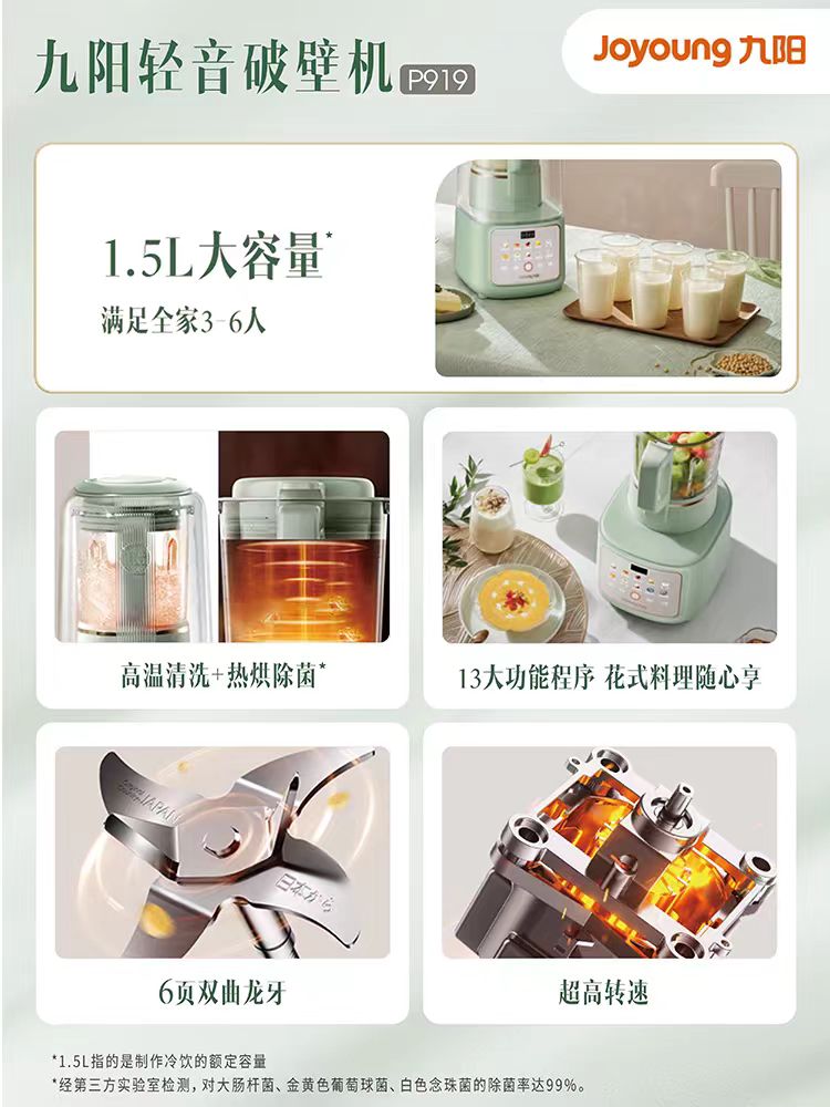国货九阳轻音破壁机1.5L 型号:P919