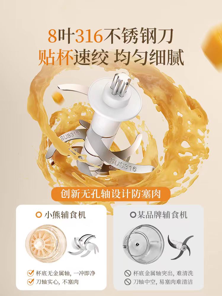 小熊宝宝辅食机料理机300ml 型号:QSJ-L02H2