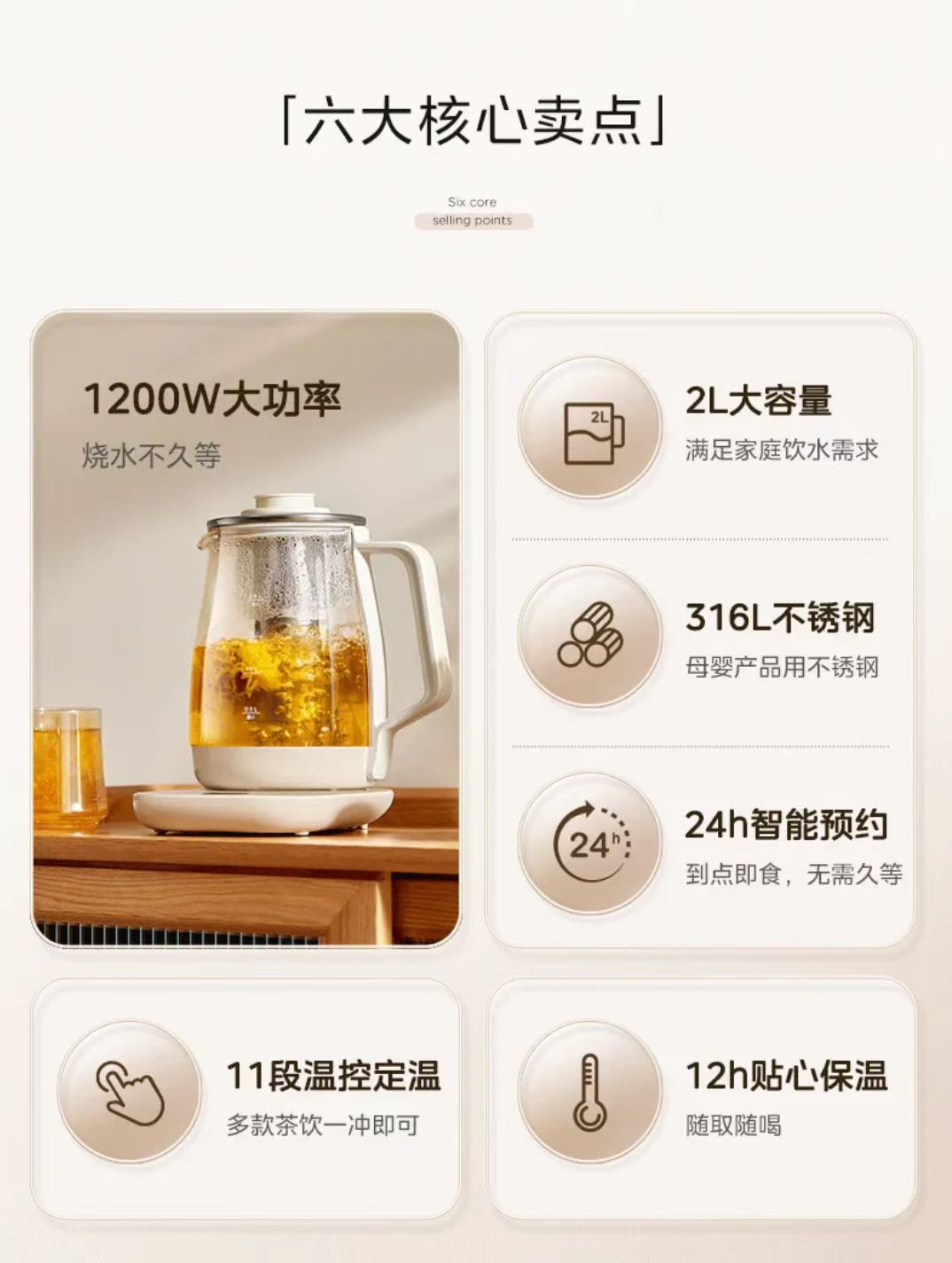 美的养生壶2L,316不锈钢型号:MK-YS20P502