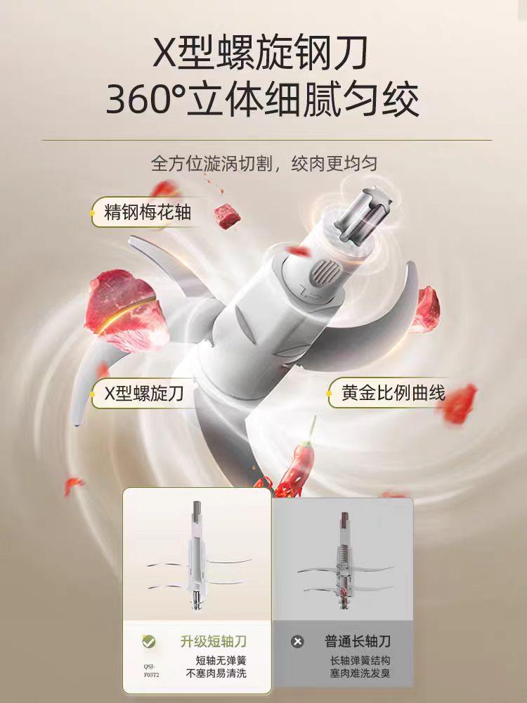 国货小熊绞肉机2L,双档双刀不锈钢碗 型号QSJ-S03B5