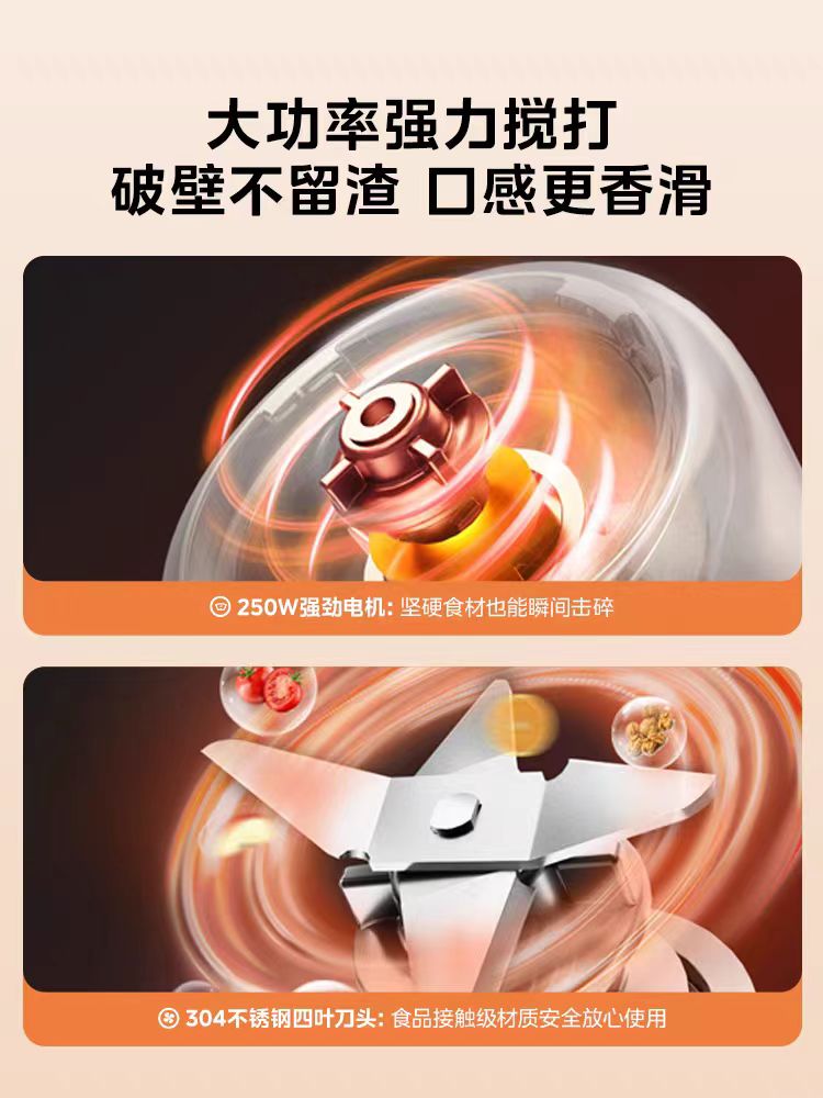 国货美的榨汁机+研磨杯+随行杯 家用多功能便携式0.6L