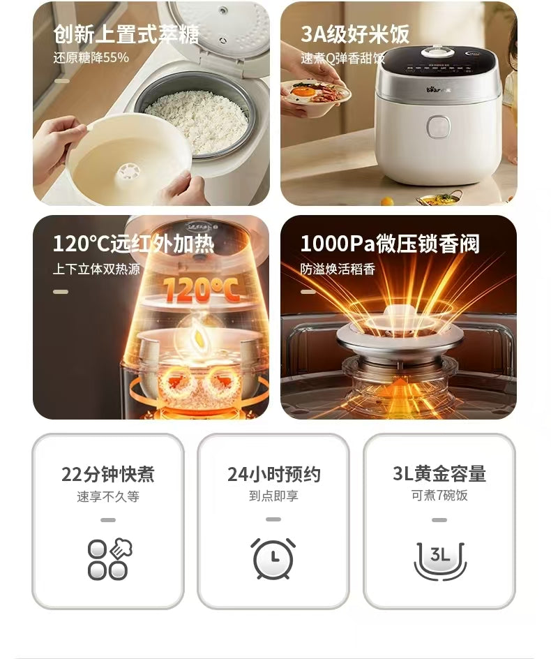 国货小熊电饭煲珐琅铁斧微压3L 型号:DFB-D30S7