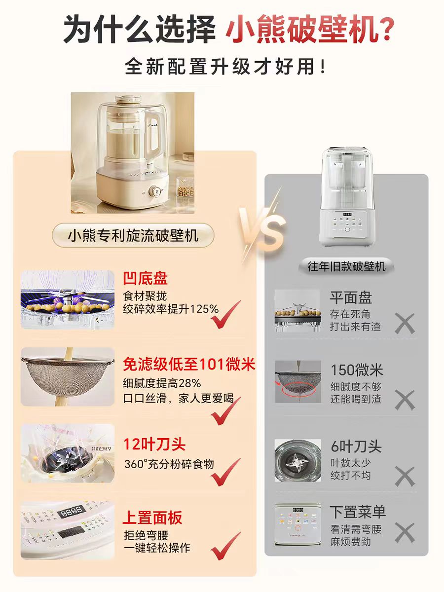 国货小熊白月光破壁机1.2L 型号：PBJ-F10K1