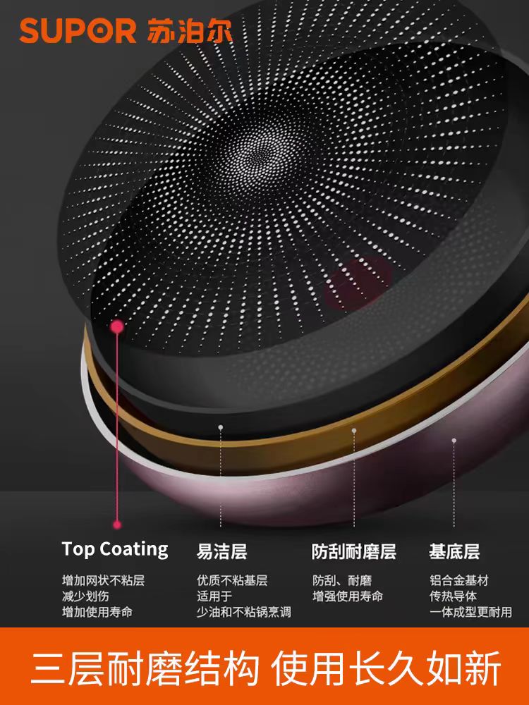 苏泊尔火红点聚油煎锅28CM 绚溢紫色