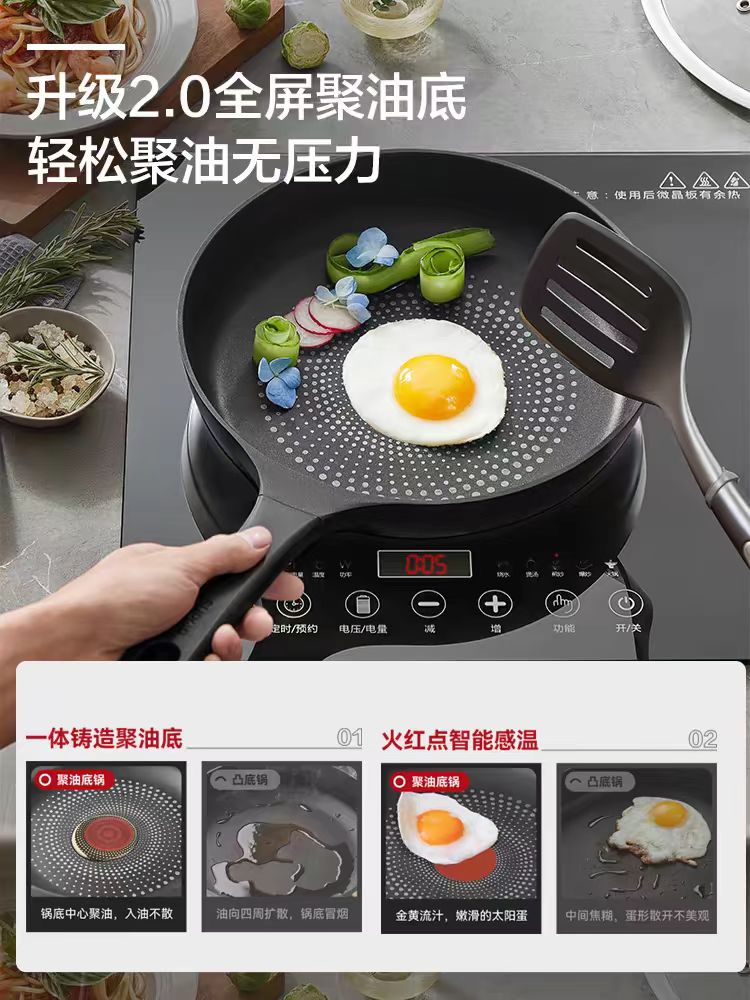 苏泊尔火红点轻铸聚油煎锅28CM