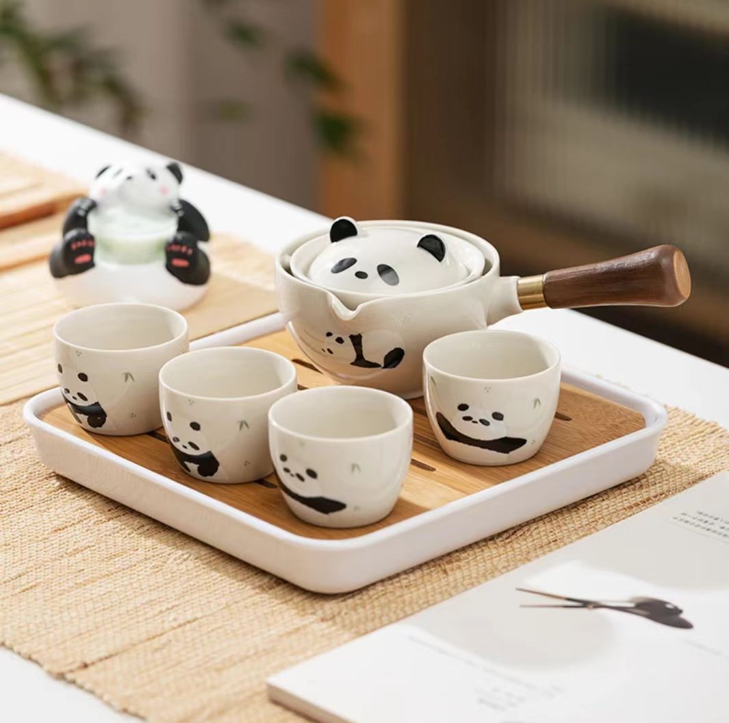 摩登主妇功夫旋转茶具7件套装