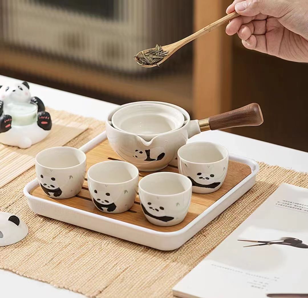 摩登主妇功夫旋转茶具7件套装