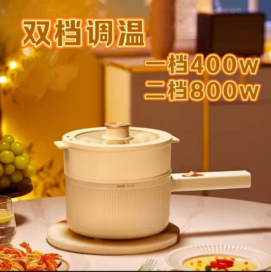 奥克斯电煮锅2.2L  机械款带蒸笼 型号：HX-18B08