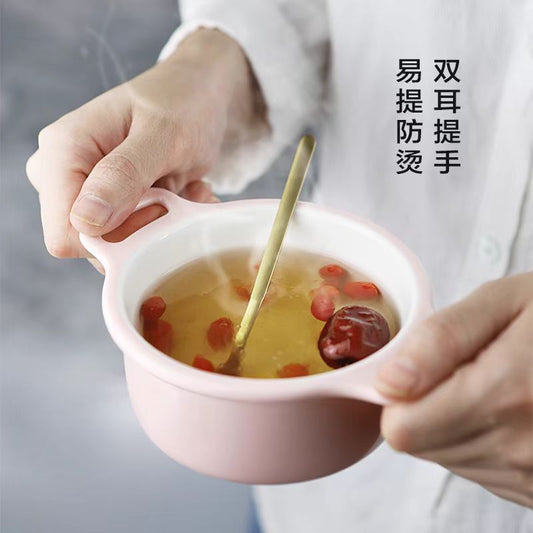 北鼎双耳陶瓷小盅 240ml  珊瑚粉