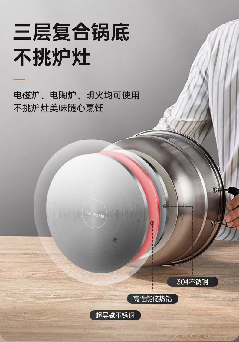 国货九阳不锈钢蒸锅28cm 型号：CF-ZGH2802