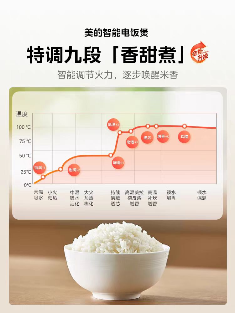 国货美的白月光电饭煲3L,型号MB-RE319