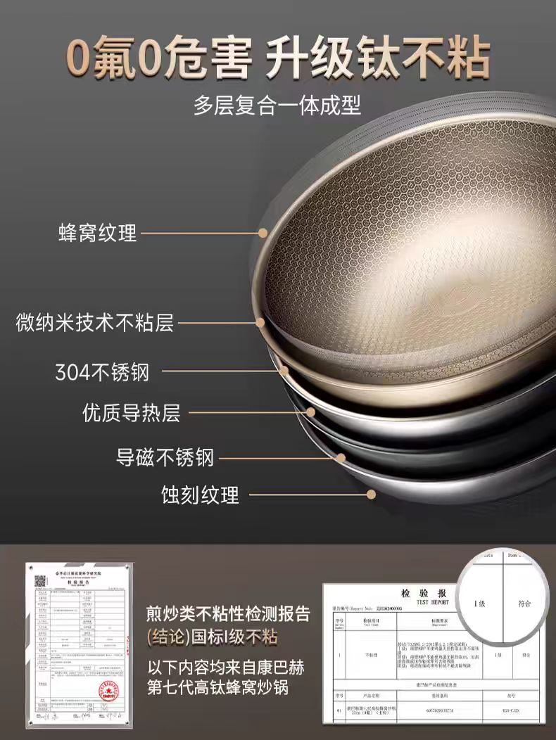 康巴赫高肽0氟蜂窝不粘炒锅32CM 型号KGF-C32N