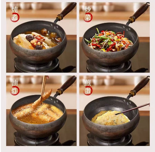 章丘古灶集老式手工小铁锅小奶锅28cm