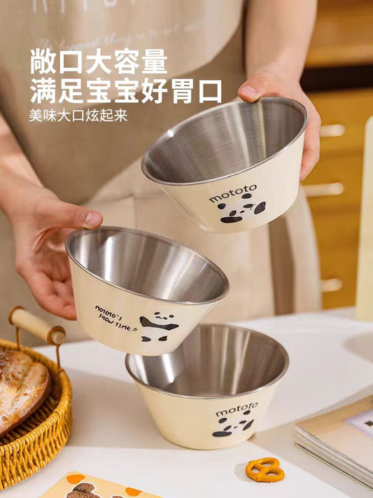 摩登主妇招手熊猫304不锈钢饭碗 5.5英寸