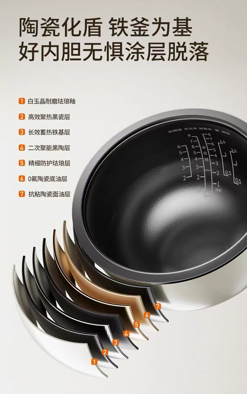 九阳0氟珐琅瓷釜电饭煲4L 型号40NF01