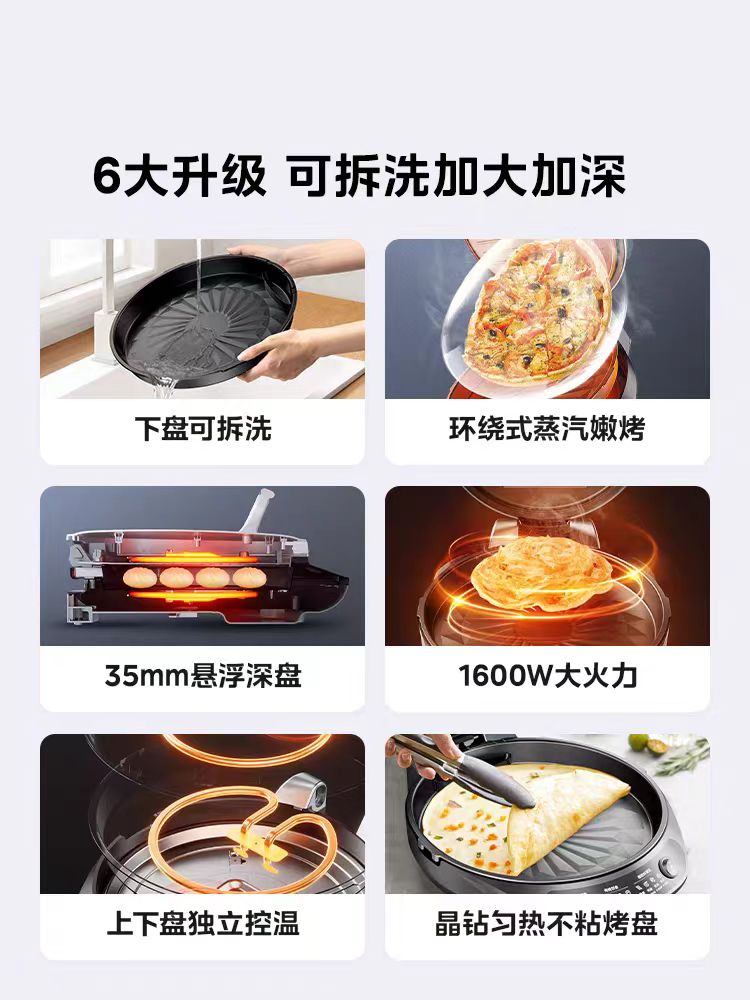 国货美的电饼铛加深盘 下盘可拆 型号：MC-JKE3067