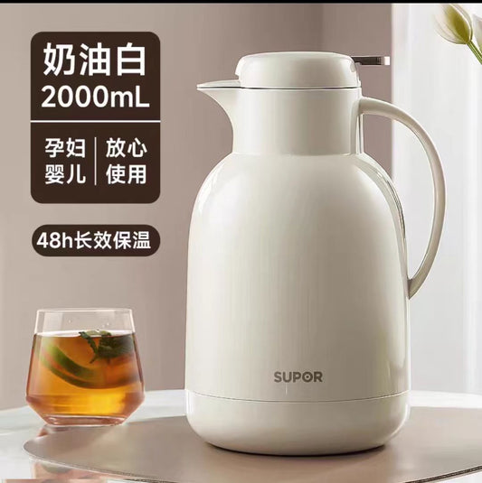 苏泊尔玻璃红胆保温壶2L