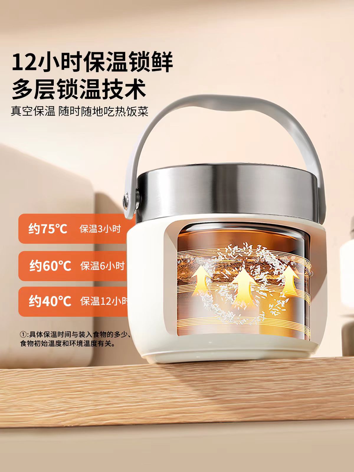 ymer双层不锈钢保温饭盒1200ml+保温袋