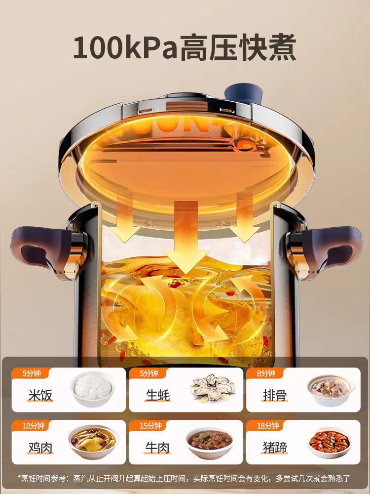 爱仕达不锈钢高压锅压力锅5.5L
