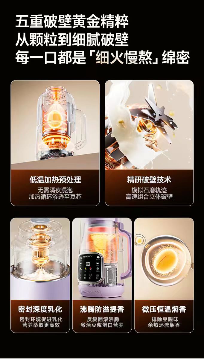 国货大宇微压静音破壁机豆浆机 1.2L 型号：SM21